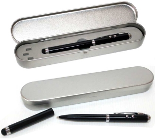ปากกาเลเซอร์+ไฟฉาย+ทัชสกรีน รหัส SBT-400+กล่องโลหะ ราคาสำหรับสั่งซื้อที่ 100 ชิ้น ขนาดประมาณ 12.2 cm X 1 cm และ ขนาดกล่องประมาณ 17.5 cm X 3.6 cm